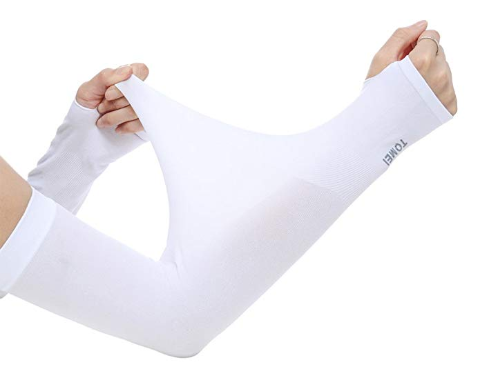 tomei 夏季防晒冰袖 冰丝袖套 冰袖冰丝防晒袖套 防晒套袖 (白色